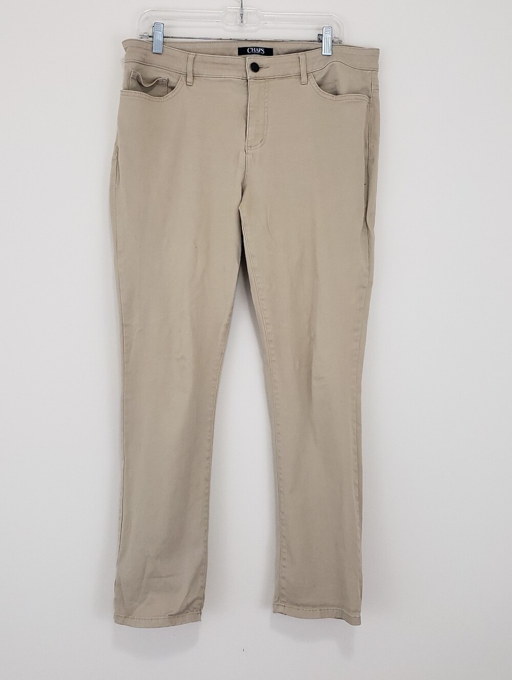 Chaps Khaki Chino Pants Size 12 Straight Leg Workwear Office Business Casual Tan